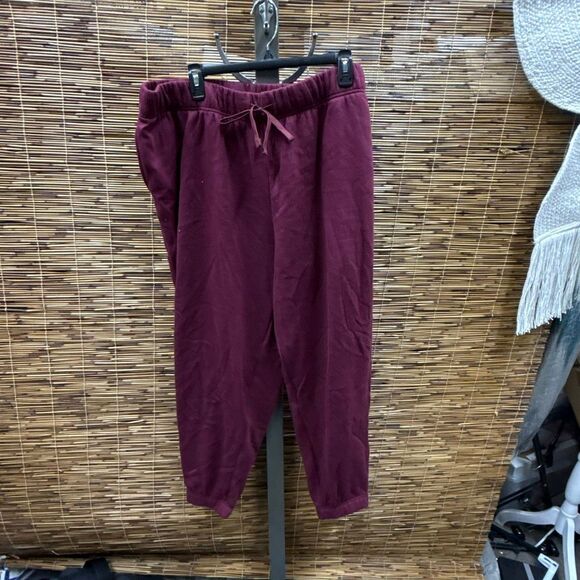 ID Ideology Womens Plus Size Solid Fleece Jogger Pants Malbec 3X - Picture 1 of 2